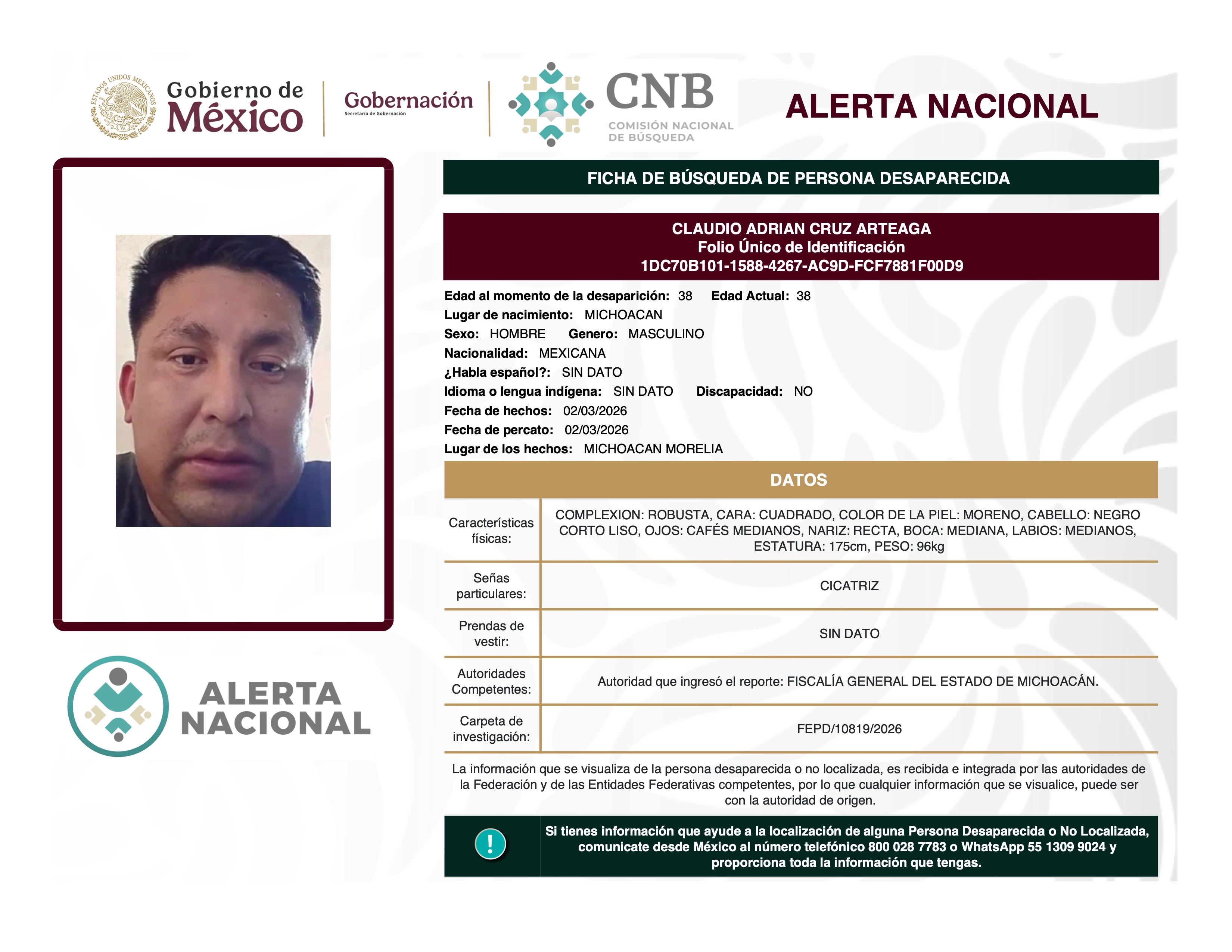 CLAUDIO ADRIAN CRUZ ARTEAGA